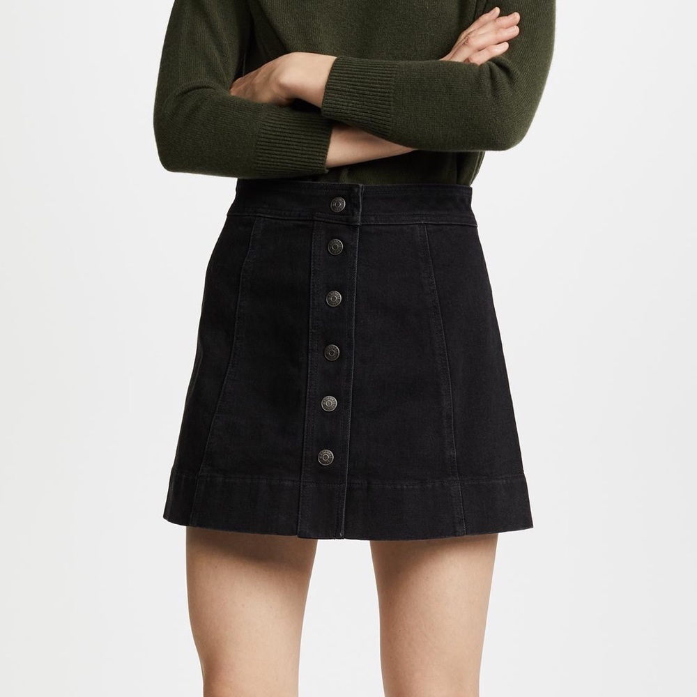 Madewell Metropolis Snap Jean Skirt in Rawley Black - Size 0